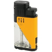 Yellow Lacquer Vector Twister Dual Flame Jet Torch Cigar Butane Lighter - 9311
