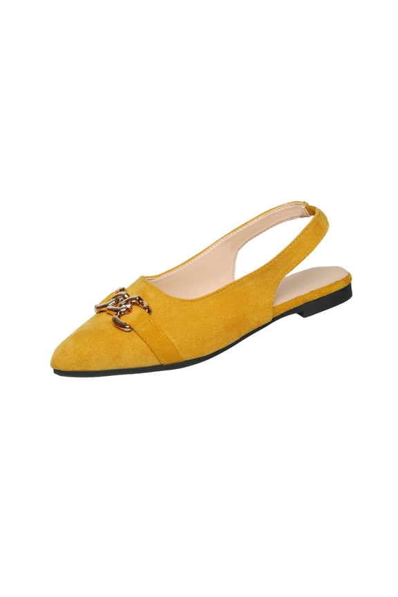 Yellow Ladies Everyday Pointed Toe Footwear Lightweight Slip On Construction For Casual