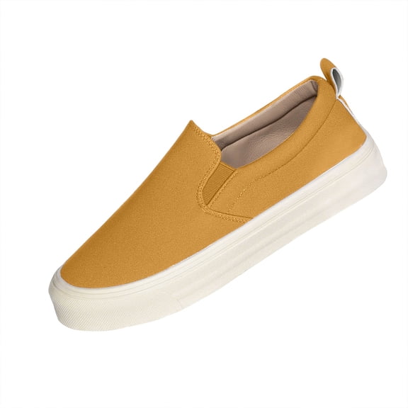 Yellow Ladies Loafers With Round Toe And Shallow Mouth Suitable For Various Occasions