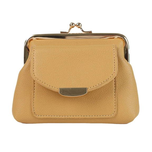 Yellow Ladies Mini Purse With A Clip And Lychee Detailing Can Be Carried Alone Or Placed Inside A Larger Bag For Organization