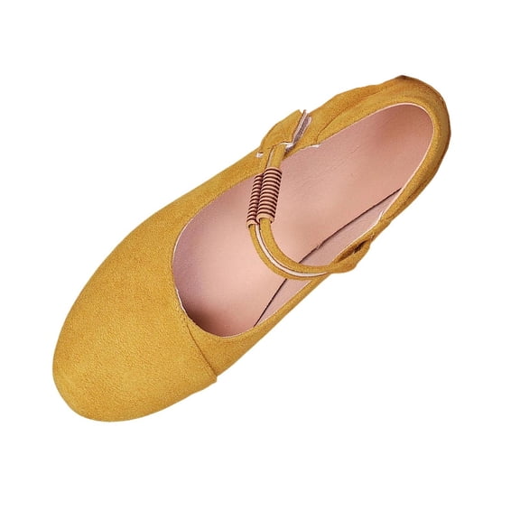 Yellow Ladies' Round Toe Loafers Flat Shoes Casual Slip-On Comfortable Everyday Footwear