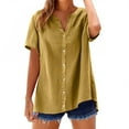 thumbnail image 1 of Yellow Ladies Tops and Blouses Loose Button Shirt Top Stand Solid Color Sleeve Collar Casual Women's Shirt Women's Shirt, 1 of 4