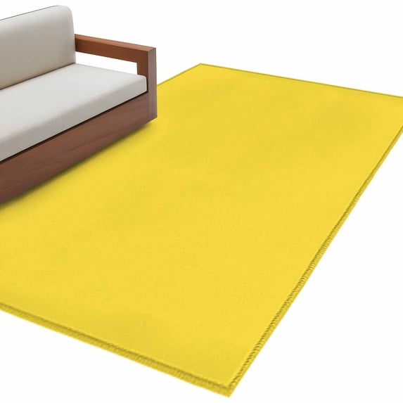Yellow Large Area Rugs for Bedroom Living Room, Soft Non Slip Carpet Bedside Rug, Pure Yellow Rectangular Floor Cover Kitchen Accent Rug 2.7'x5' for Dining Room/Office