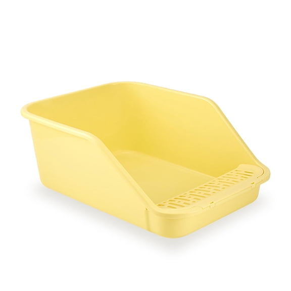 Yellow Large Cat Litter Box Low Entry High Sides for Indoor Cats