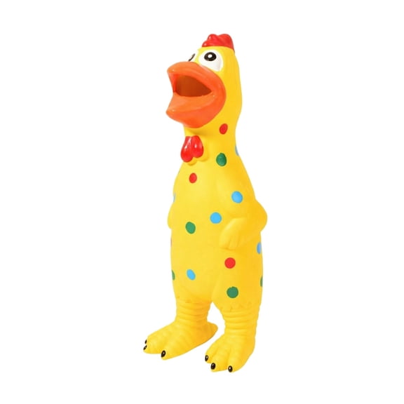 Yellow Latex Chicken Dog Stress Relief Toy Interactive Squeaky Chew Toy Safe Durable Natural Latex Resistant to Chewing Reduces Destructive Behavior for Dogs