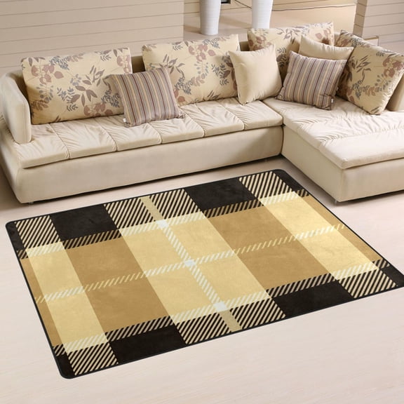 Yellow Lattice Area Rug Washable Floor Carpet Mat 60 x 39 inch for Bedroom Living Room Kids Room Home Decor