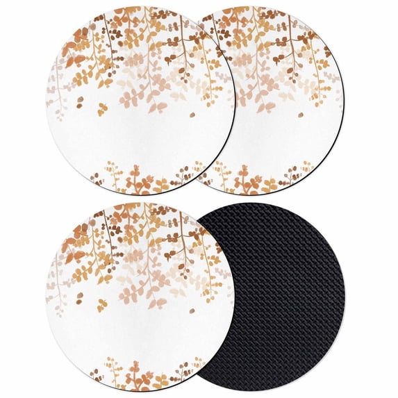Yellow Leaves Coasters Set of 4, Absorbent Coasters for Drinks, Summer Botanical Coaster for Desk Coffee Table Protection, Home Decor House Warming Gifts 4"