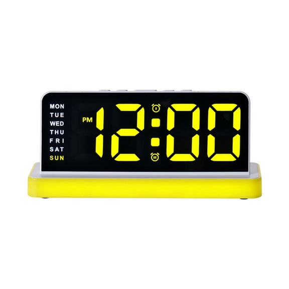 Yellow Led Digital Clock With Large Screen, Alarm Clock With Temperature Date Display, Adjustable Brightness Night Light, Usb Powered, Wall Or Table Mount For Home