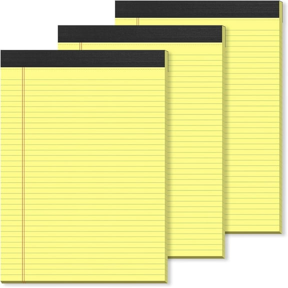 Yellow Legal Pads 8.511 Paper Tablets, College Ruled Yellow Writing Pads 3 Pack Note Pads 8.5"x11" 30 Sheets/60 Pages, Sturdy Backing Lined Notepad Ideal for Students, Office, and Business Use