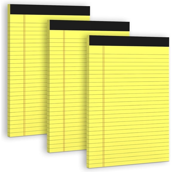 Yellow Legal Pads 8.5 x 11 Note Pads, 3 Pack Yellow Notepads 8.5 x 11 Wide Ruled Writing Paper Pads, Perforated Legal Note Pads 30 Sheets Per Lined Paper Notepad for Taking Notes, Reminders