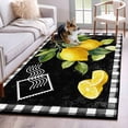 thumbnail image 1 of Yellow Lemon Area Rug 4'x6', Summer Botanical Black White Checkered Washable Non-Slip Rugs, Low Pile Large Carpet for Living Room Bedroom Dining Room Kitchen Office Indoor Mat, 1 of 9