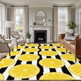 thumbnail image 1 of Yellow Lemon Area Rugs 5'x8', Washable Small Throw Rugs for Classroom Bedroom, Summer Botanical Fruits Black White Stripes Indoor Outdoor Rug Non-Slip Low Pile Carpet Runner Reversible Floor Mats, 1 of 8