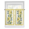 thumbnail image 1 of Yellow Lemon Bathroom Window Curtain, Summer Botanical Plaid Elegant Pastoral Light Filtering Coffee Kitchen Curtains, Bedroom Living Room Curtains 2 Panel 84"x54", 1 of 6
