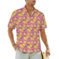 thumbnail image 1 of Yellow Lemon Beach Shirt Bright Fruit Print Summer Casual Shirts Men Classic Blouses Short, 1 of 5