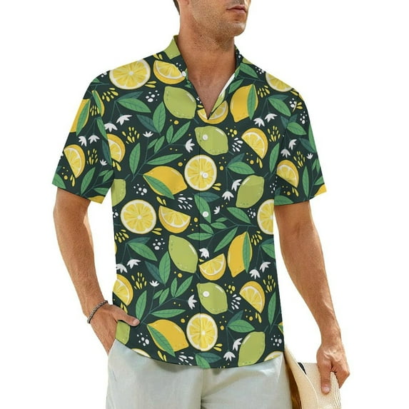 Vintage Fruit Print Vacation Shirt Male Floral Classic Casual Shirts Hawaiian Short Sleeve