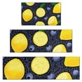thumbnail image 1 of Yellow Lemon Blueberries DarkBlue Pattern Kitchen Rugs Sets Of 3,Kitchen Runner Rugs Non Skid Washable,Decorative Kitchen Floor Mats for Kitchen,Sink,Laundry,17"x30"+ 17"x47" + 17"x59", 1 of 6