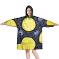 thumbnail image 1 of Yellow Lemon Blueberries DarkBlue Pattern Wearable Oversized Blanket,Wearable Blanket Hoodie for Adults,Cozy Hooded Blankets with Super Pockets,Super Warm Fuzzy Pullover for Women & Men, 1 of 6