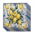 thumbnail image 1 of Yellow Lemon Cloth Napkins, Middle Century Blue Italian Textured Washable and Reusable Dinner Napkins Set of 4, Table Napkin for Kitchen Party Birthday Wedding Hotel Housewarming 20"x20", 1 of 8