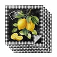 thumbnail image 1 of Yellow Lemon Cloth Napkins, Summer Botanical Black White Checkered Washable and Reusable Dinner Napkins Set of 6, Table Napkin for Kitchen Party Birthday Wedding Hotel Housewarming 20"x20", 1 of 9