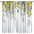 thumbnail image 1 of Yellow Lemon Curtains, Fruit Blue White Floral Rural Farmhouse Spring Summer Print for Room Window Decor, Rod Pocket Blackout Drapes for Living Room Bedroom Kitchen 2 Panel Set 27.5"W X 63"L, 1 of 6