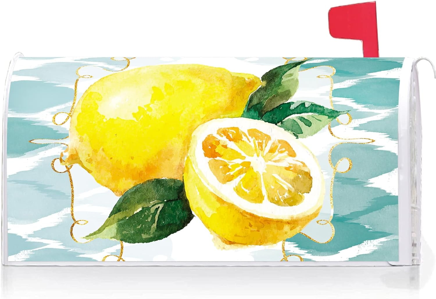 Yellow Lemon Decoration Mailbox Cover with Magnetic Strip Spring Summer Mailbox Wraps Post Letter Box Cover Standard Size 21" X 18" for Garden Outdoor Yard Decor