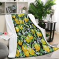 thumbnail image 1 of Yellow Lemon Flowers Black Pattern Blanket,Comfortable Soft Flannel Throw Blanket,All Season,Warm Lightweight Blankets for Sofa Bed Couch Living Room Chair,50"x60", 1 of 4