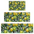 thumbnail image 1 of Yellow Lemon Flowers Black Pattern Kitchen Rugs Sets Of 3,Kitchen Runner Rugs Non Skid Washable,Decorative Kitchen Floor Mats for Kitchen,Sink,Laundry,17"x30"+ 17"x47" + 17"x59", 1 of 6