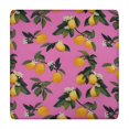 thumbnail image 1 of Yellow Lemon Flowers Pink Pattern Square Fitted Tablecloth with Elastic Edge,Square Table Cover,Washable Elastic Table Cover for Home Kitchen Party Decor 34"x34", 1 of 6