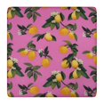 thumbnail image 1 of Yellow Lemon Flowers Pink Pattern Square Fitted Tablecloth with Elastic Edge,Square Table Cover,Washable Elastic Table Cover for Home Kitchen Party Decor 36"x36", 1 of 6