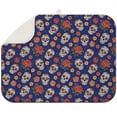 thumbnail image 1 of Blue Skull Rose Flower Pattern Dish Drying Mat for Kitchen 1 Pack, Ultra Absorbent Microfiber Dishes Drainer Mats,18"x24", 1 of 4