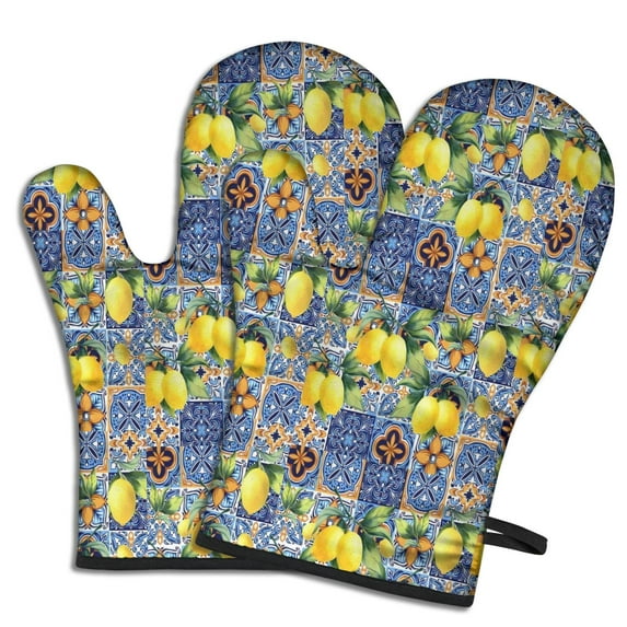 Yellow Lemon Fruit Clusters Blue Pattern Shower Curtain OneSize ,Bathroom Decorative Shower Curtains Set with 12 Hooks,Modern Waterproof Washable Shower Curtain