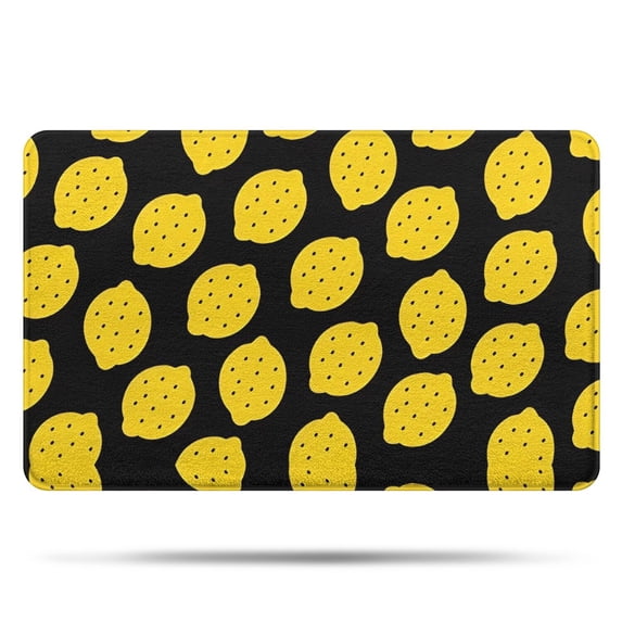 Yellow Lemon Fruit Dots Black Pattern Bathroom Rugs Mat,Non Slip Microfiber Bathroom Rug,Rubber Backing,Soft Bathroom Mats for Bathroom Floor,Tub and Shower,20x32in(50x80cm)