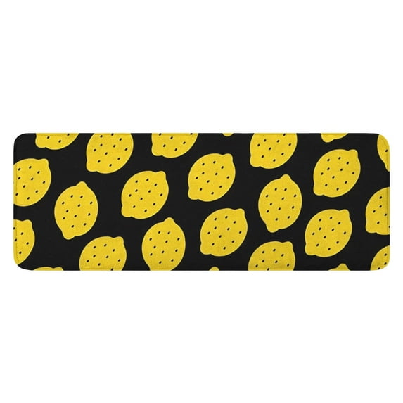 Yellow Lemon Fruit Dots Black Pattern Kitchen Rug Mat,Kitchen Runner Rugs Non Skid Washable,Decorative Kitchen Floor Mats for Kitchen,Sink,Laundry,17"x47.2"