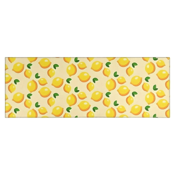 Yellow Lemon Fruit Dots LightYellow Pattern Kitchen Rug Mat,Kitchen Runner Rugs Non Skid Washable,Decorative Kitchen Floor Mats for Kitchen,Sink,Laundry,17"X47"
