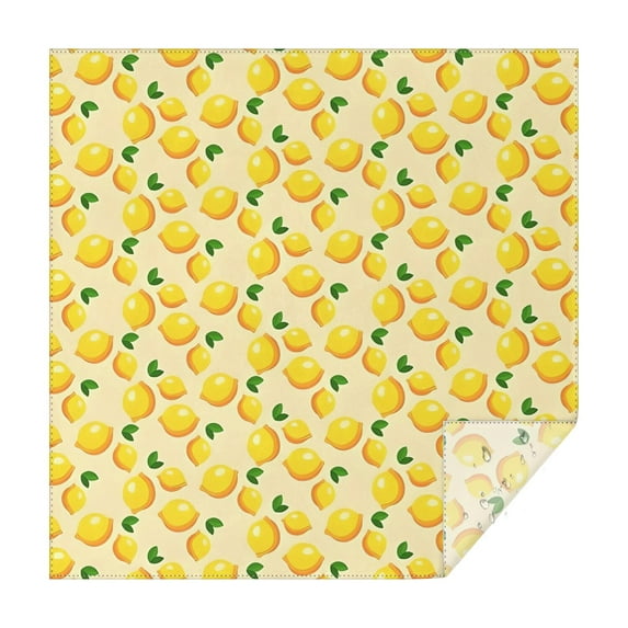 Yellow Lemon Fruit Dots LightYellow Pattern Square Tablecloth,Waterproof Square Table Cover,Wipeable Spillproof Washable Table Cover for Home Kitchen Party Decor 42"X42"(107x107cm)