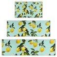 thumbnail image 1 of Yellow Lemon Fruit Flowers LightBlue Pattern Kitchen Rugs Sets Of 3,Kitchen Runner Rugs Non Skid Washable,Decorative Kitchen Floor Mats for Kitchen,Sink,Laundry,17"x30"+ 17"x47" + 17"x59", 1 of 6