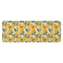 Yellow Lemon Fruit Flowers Pink Pattern Kitchen Rug Mat,Kitchen Runner Rugs Non Skid Washable,Decorative Kitchen Floor Mats for Kitchen,Sink,Laundry,17"x47.2"