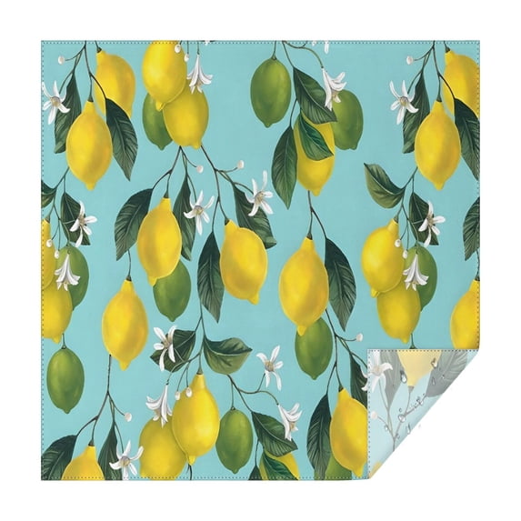Yellow Lemon Fruit Flowers Square Tablecloth,Waterproof Square Table Cover,Wipeable Spillproof Washable Table Cover for Home Kitchen Party Decor 42"X42"(107x107cm)
