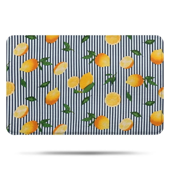 Yellow Lemon Fruit Leaves Bathroom Rugs Mat,Non Slip Microfiber Bathroom Rug,Rubber Backing,Soft Bathroom Mats for Bathroom Floor,Tub and Shower,17x27in(43x68cm)