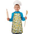 thumbnail image 1 of Yellow Lemon Fruit Leaves Beige Pattern Kids Aprons for Girls and Boys,Adjustable Neck Strap Toddler Aprons for Kids Cooking Baking, 1 of 6