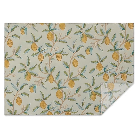 Yellow Lemon Fruit Leaves Beige Pattern Rectangle Tablecloth 60"x84",Waterproof Polyester Rectangle Table Cloth, Wipeable Spillproof Polyester Tablecloth for Dining, Camping, Indoor and Outdoor