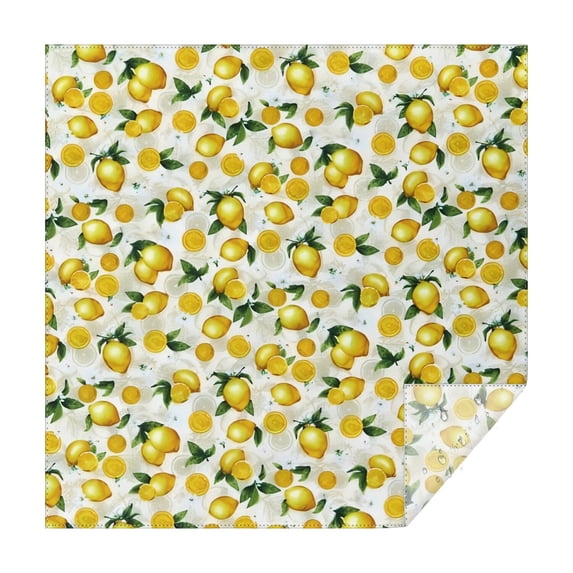 Yellow Lemon Fruit Leaves Beige Pattern Square Tablecloth,Waterproof Square Table Cover,Wipeable Spillproof Washable Table Cover for Home Kitchen Party Decor 52"x52"(132x132cm)