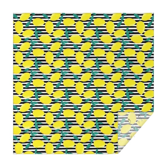 Yellow Lemon Fruit Leaves BlackWhite Pattern Square Tablecloth,Waterproof Square Table Cover,Wipeable Spillproof Washable Table Cover for Home Kitchen Party Decor 52"x52"(132x132cm)