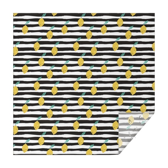 Yellow Lemon Fruit Leaves BlackWhite Pattern Square Tablecloth,Waterproof Square Table Cover,Wipeable Spillproof Washable Table Cover for Home Kitchen Party Decor 60"x60"(152x152cm)