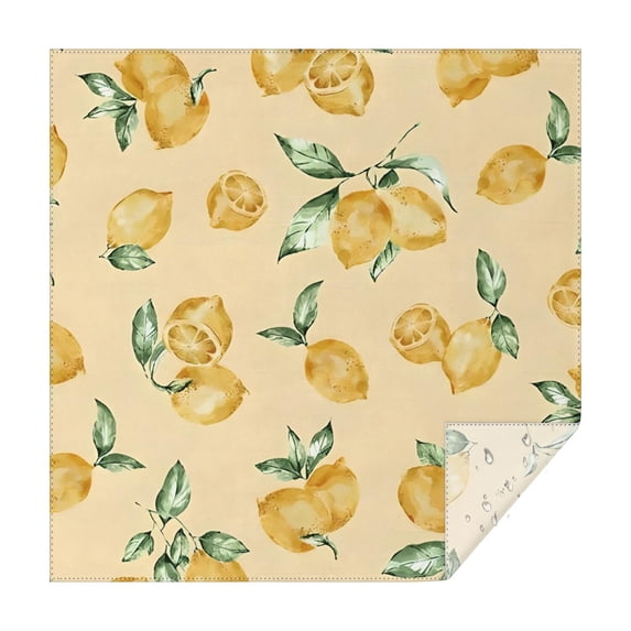 Yellow Lemon Fruit Leaves LightYellow Pattern Square Tablecloth,Waterproof Square Table Cover,Wipeable Spillproof Washable Table Cover for Home Kitchen Party Decor 60"x60"(152x152cm)