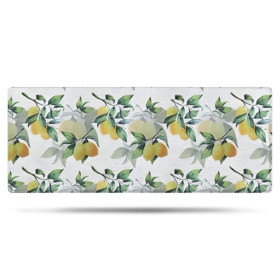 Yellow Lemon Fruit Leaves White Pattern Bathroom Rugs Mat,Non Slip Microfiber Bathroom Rug,Rubber Backing,Soft Bathroom Mats for Bathroom Floor,Tub and Shower,60x24in(150x60cm)