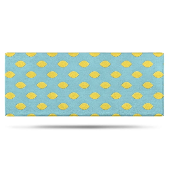 Yellow Lemon Fruit Shapes LightBlue Pattern Bathroom Rugs Mat,Non Slip Microfiber Bathroom Rug,Rubber Backing,Soft Bathroom Mats for Bathroom Floor,Tub and Shower,60x24in(150x60cm)