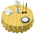 thumbnail image 1 of Yellow Lemon Fruit Shapes Orange Pattern Round Tablecloth 60"x60",Wrinkle Wipeable Table Cloth for Kitchen Dining Room Picnic Patio Party, 1 of 6