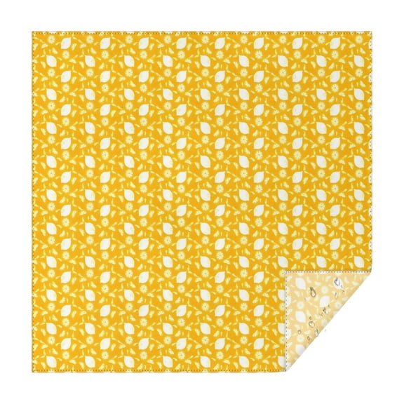 Yellow Lemon Fruit Shapes Orange Pattern Square Tablecloth,Waterproof Square Table Cover,Wipeable Spillproof Washable Table Cover for Home Kitchen Party Decor 52"x52"(132x132cm)