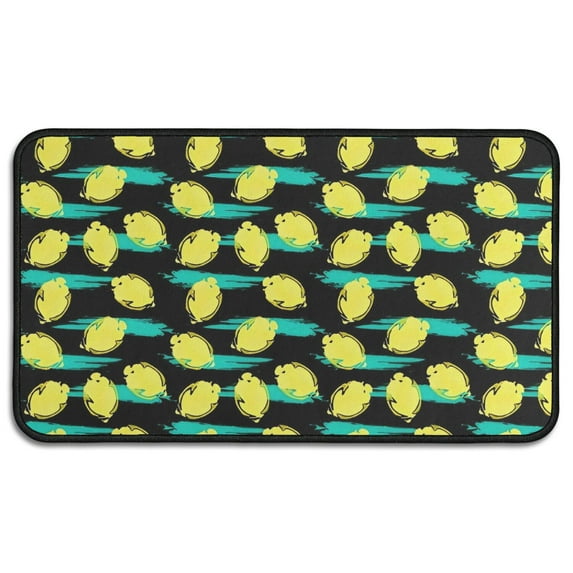 Yellow Lemon Fruit Slices Black Pattern Door Rugs,Washable Non Slip Door Mats Indoor,Decorative Door Mats,Entry Mat Indoor for Entrance,Bedroom,Kitchen,Bathroom,30"x17"